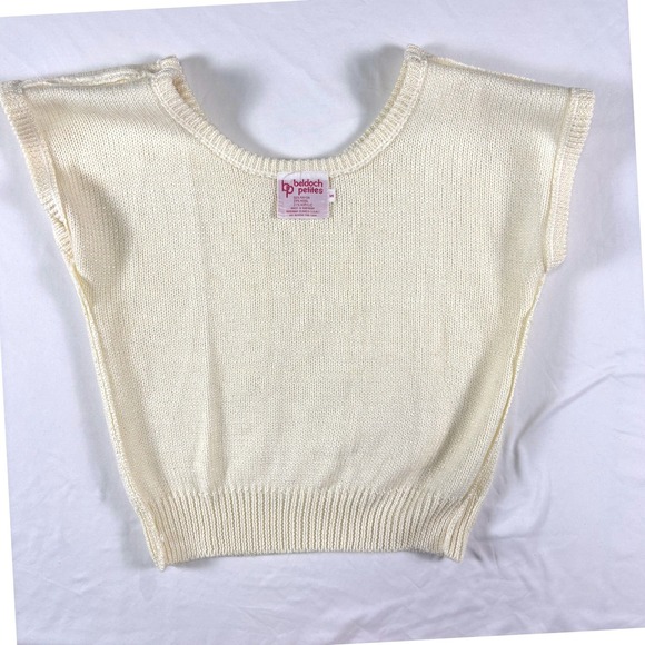 Vintage Beldoch Petite Cable Wool Sweater S Pearl Ribbon Ballet Coquette Dainty - Picture 9 of 10